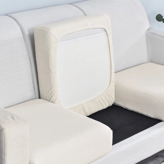 Cuscino unifamiliare, fodera elastica, rivestimento antiscivolo a grana, coprente, adatto per cuscini (lunghezza 50-63 cm, larghezza 50-63 cm, altezza 5-15 cm), Bianco, 1 pezzo.