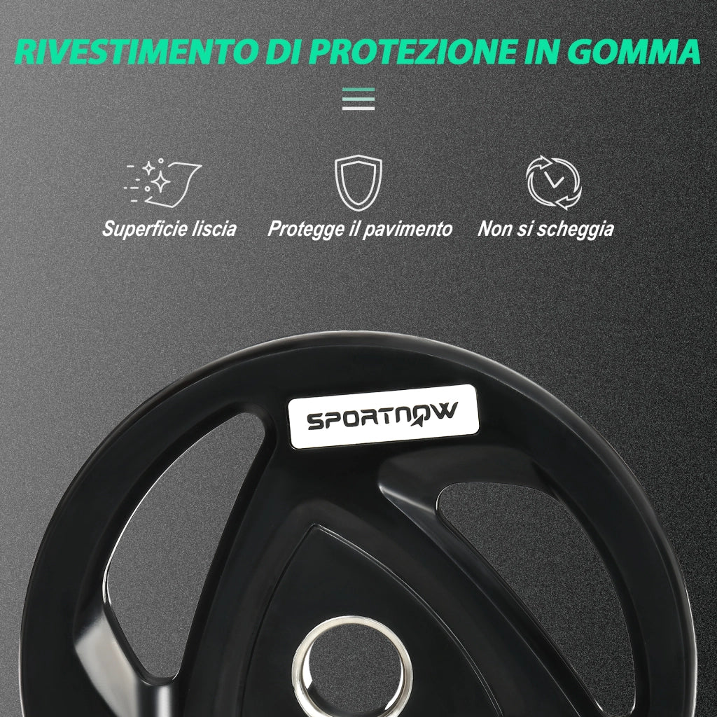 Set di 2 Dischi Pesi da 20kg in Acciaio con Rivestimento in Gomma per Bilanciere