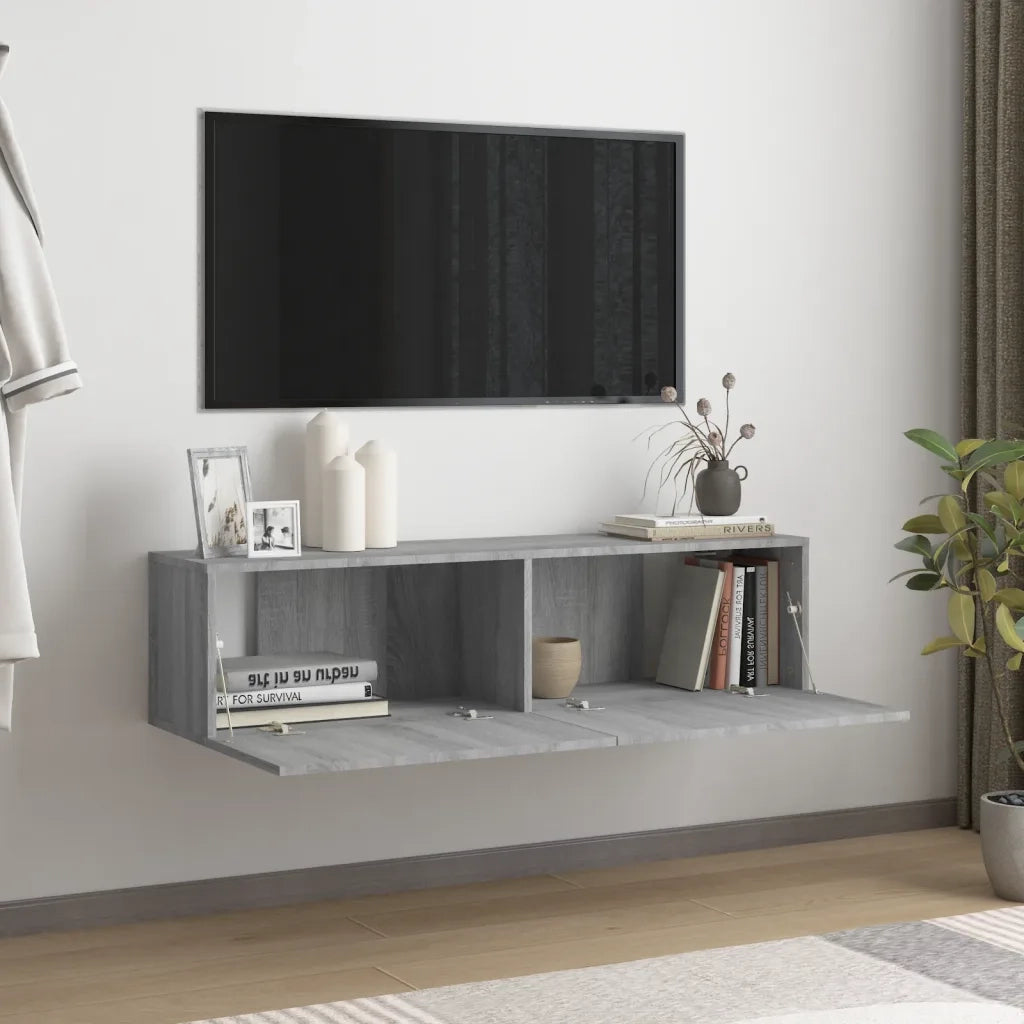 Mobile Muro TV Grigio Sonoma 120x30x30cm Legno Ingegnerizzato cod mxl 13567