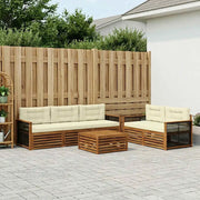 Set di divani da esterno con cuscino 6 pcs Naturale e Crema