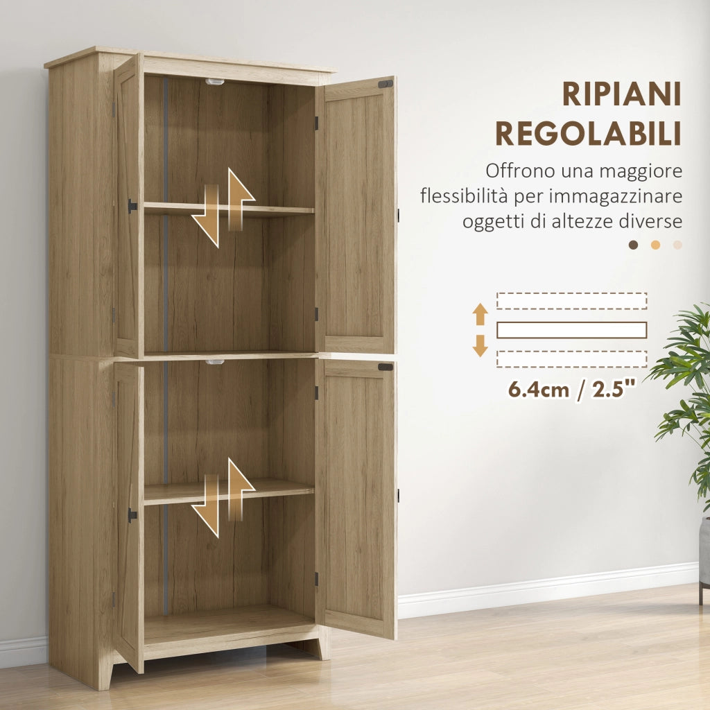 Mobile Cucina 4 Ante con Ripiani Regolabili ¨C zephmum ¨C Legno 80x40x182cm