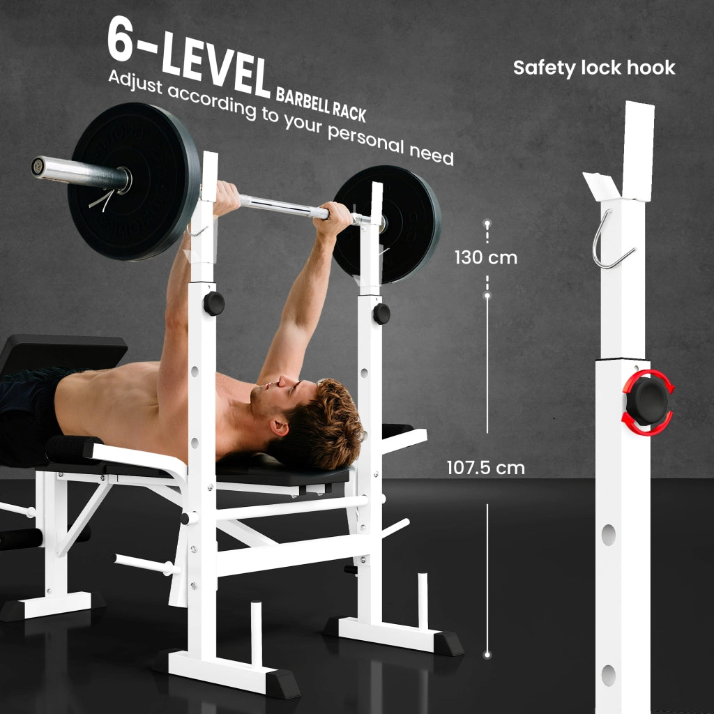 Panca fitness multifunzione ¨C Xylo ¨C acciaio nero e bianco con supporti manubri