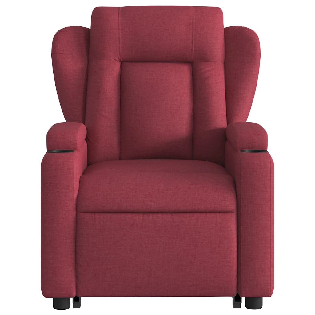 Poltrona Alzapersona Massaggio Reclinabile Rosso Vino Tessuto 3204497