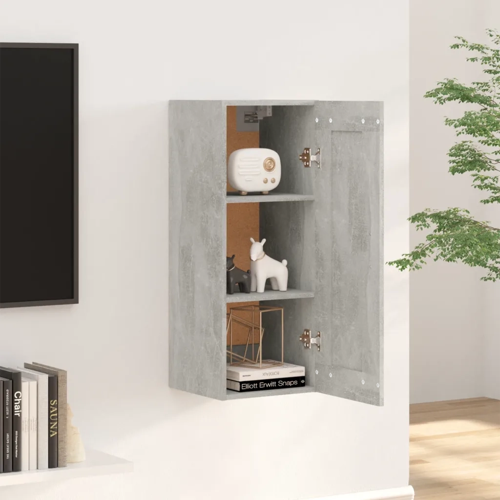 Armadietto a Muro Grigio Cemento 35x34x90 cm Legno Multistrato 812478