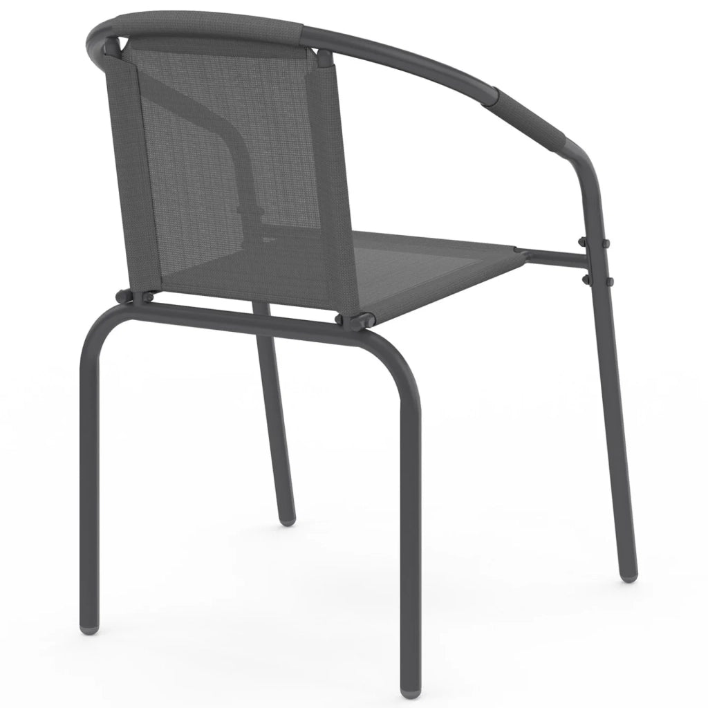 IDMarket - Set di 6 sedie da giardino impilabili THELMA in metallo e textilene, grigio antracite