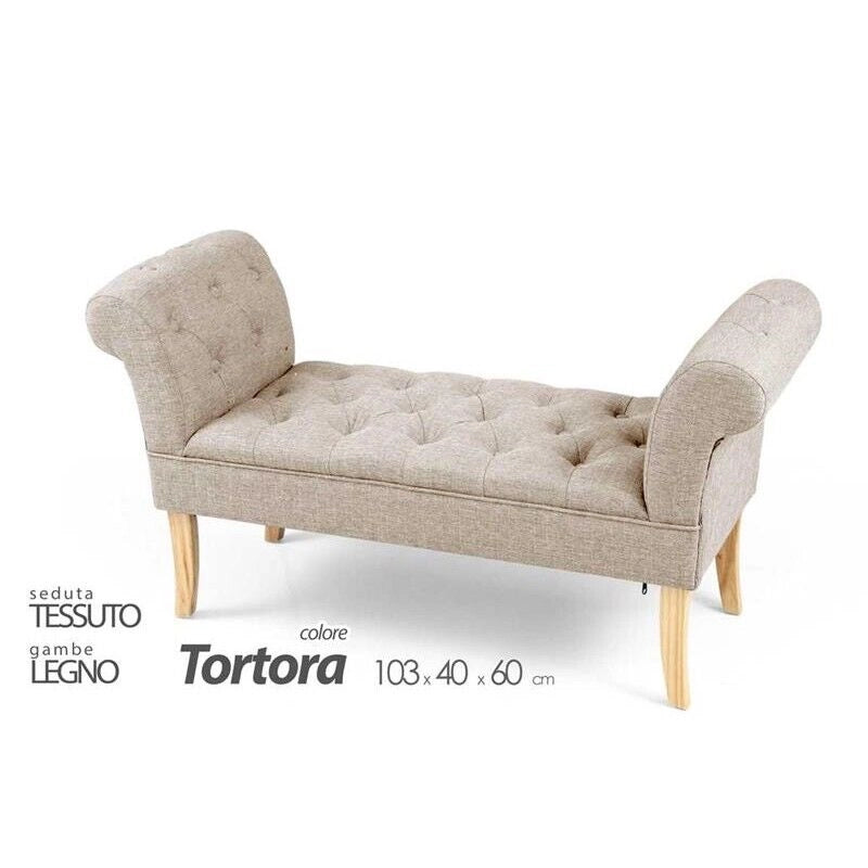 PANCA IN TESSUTO CON POGGIOLI 103 X 40 X H60 CM IN COLORE TORTORA