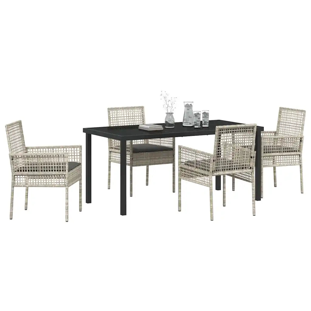Set da Pranzo per Giardino 5 pcs Grigio chiaro polyrattan
