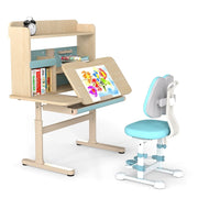 Set scrivania e sedia ergonomica per bambini 100 x 60 x 111-135 cm regolabile con spazio di archiviazione e design moderno in MDF blu 20_0018663