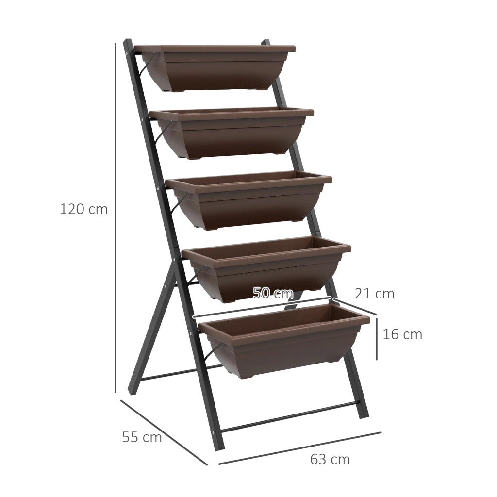 Giardino verticale con 5 bacs ¨C Zephmum ¨C Marrone acciaio 50x30x80