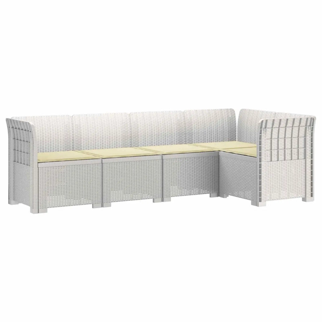 Divano da Giardino 5 Posti con Cuscini Stile Rattan PP Bianco 3444042