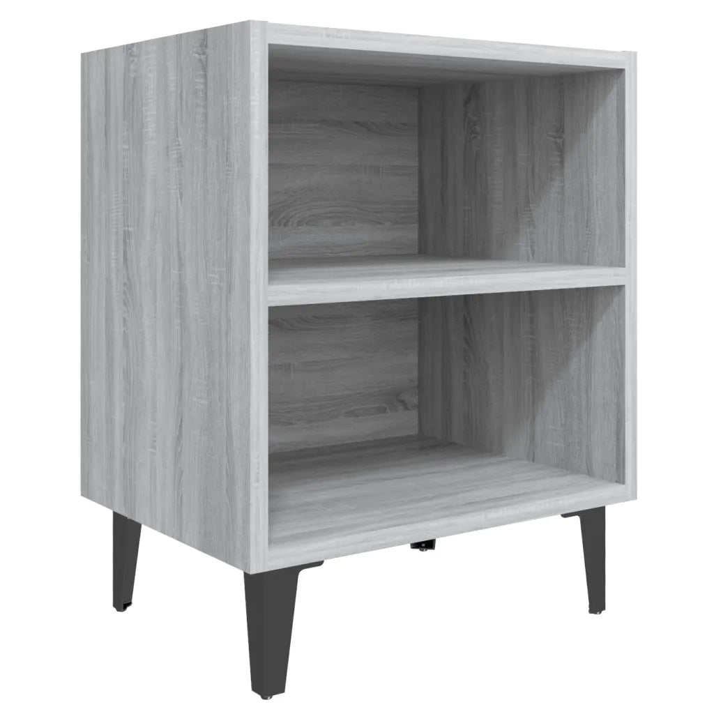 Comodino con Gambe in Metallo Grigio Sonoma 40x30x50 cm 813106