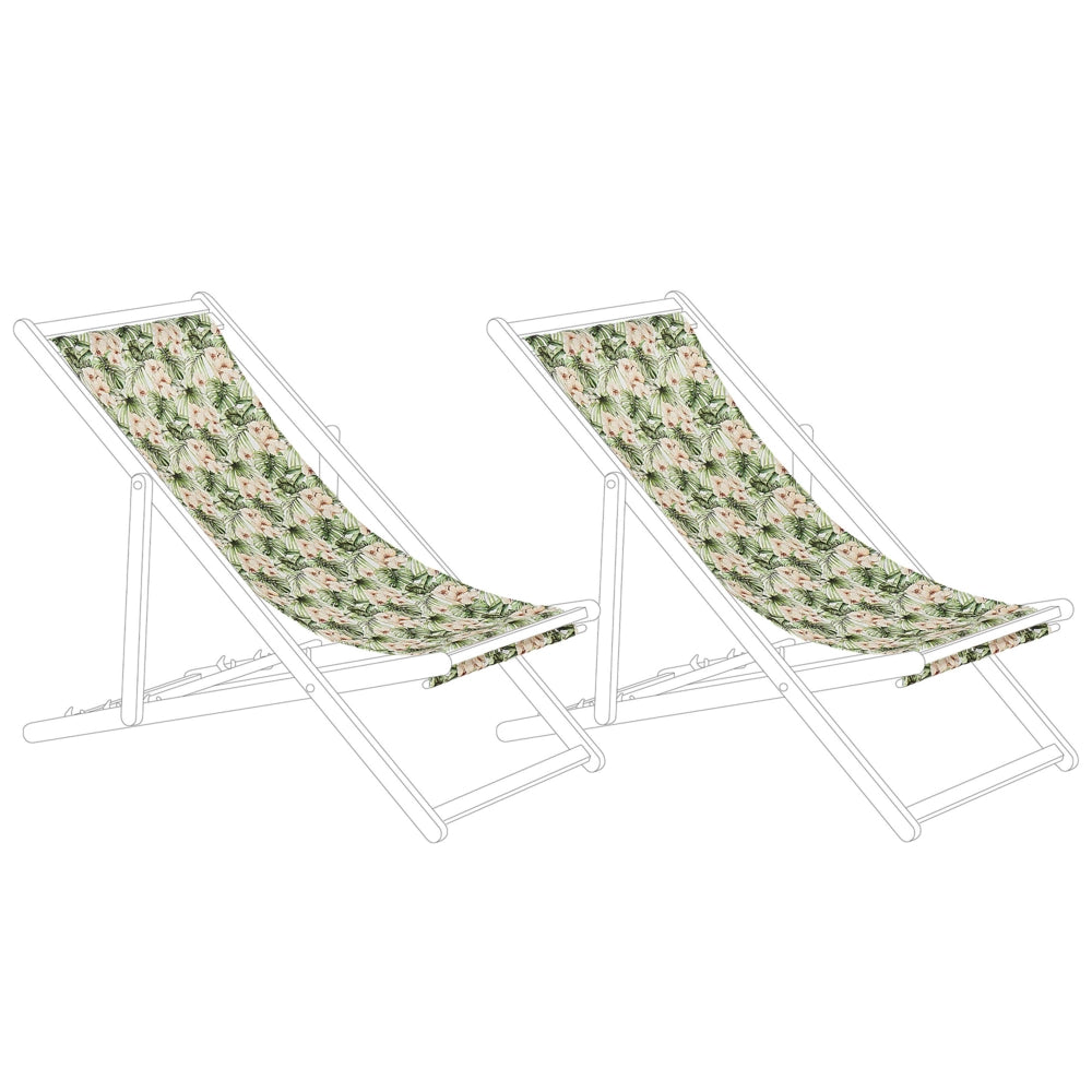 Set di 2 Teli Sostitutivi per sdraio fantasie foglie e fiori rosa Multicolore