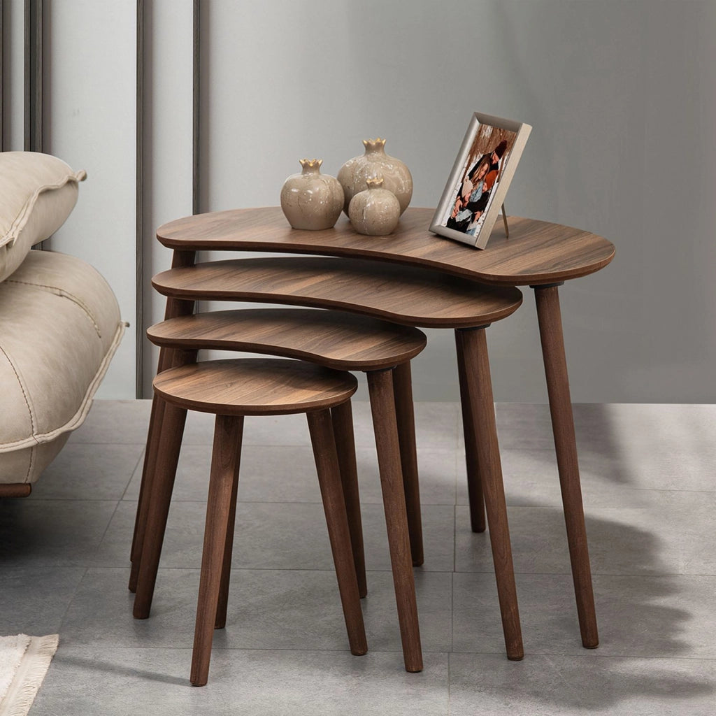 Tavolo nido in legno "Moon" (4 pezzi) 40 x 75 x 55 cm - Noce
