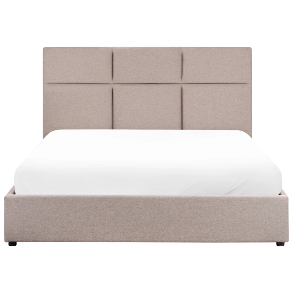 Letto ottomano Taupe Poliestere Rivestito 160 x 200 cm con Storage e Testata Mobili da Camera da Letto