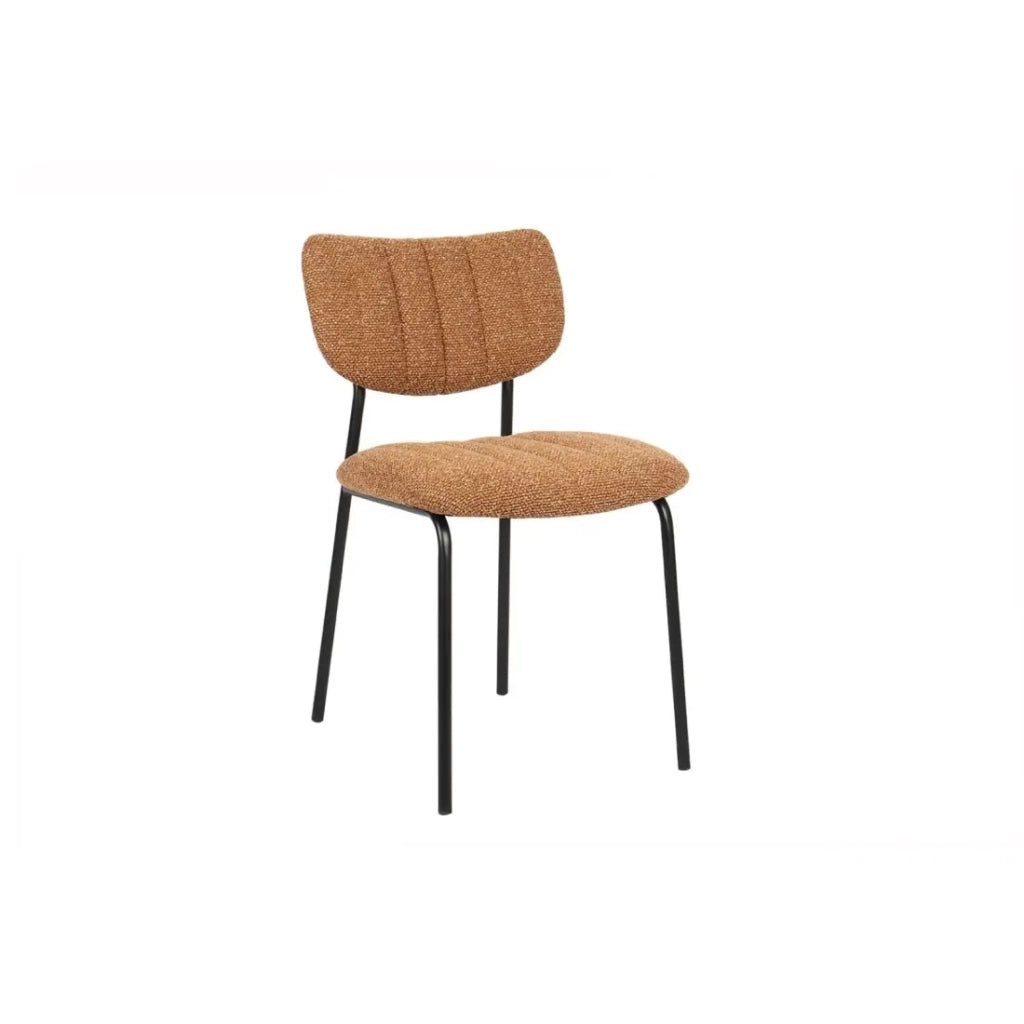 Set di 2 sedie NORAYA – Tessuto arancione – Design compatto – Gambe in metallo – Tocco colorato e moderno