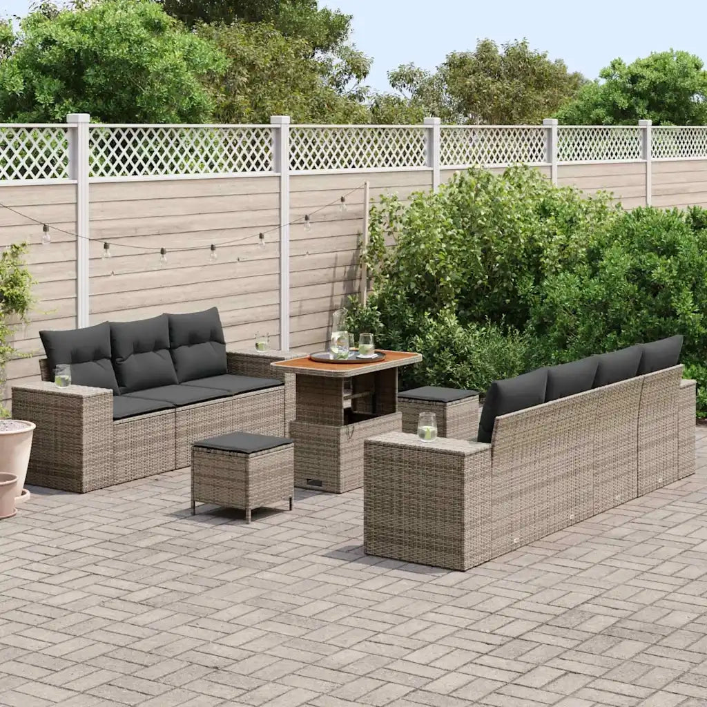Set Divano da Giardino 10 pcs Grigio Rattan in Polipropilene 3363923