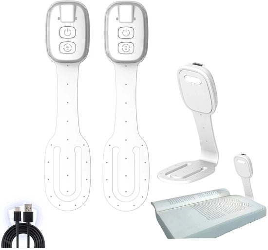 Due unità di Lampada LED Portatile per Bambini – Clip per Leggere – Regolabile – Lampada da Tavolo per Bambini con LED per Leggere in Culla – Sicura per gli Occhi – per Bambini e Viaggi – Bianca