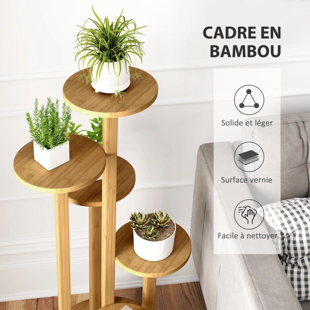Etagere a piante in bamb¨´ 5 livelli ¨C zephmum ¨C legno naturale