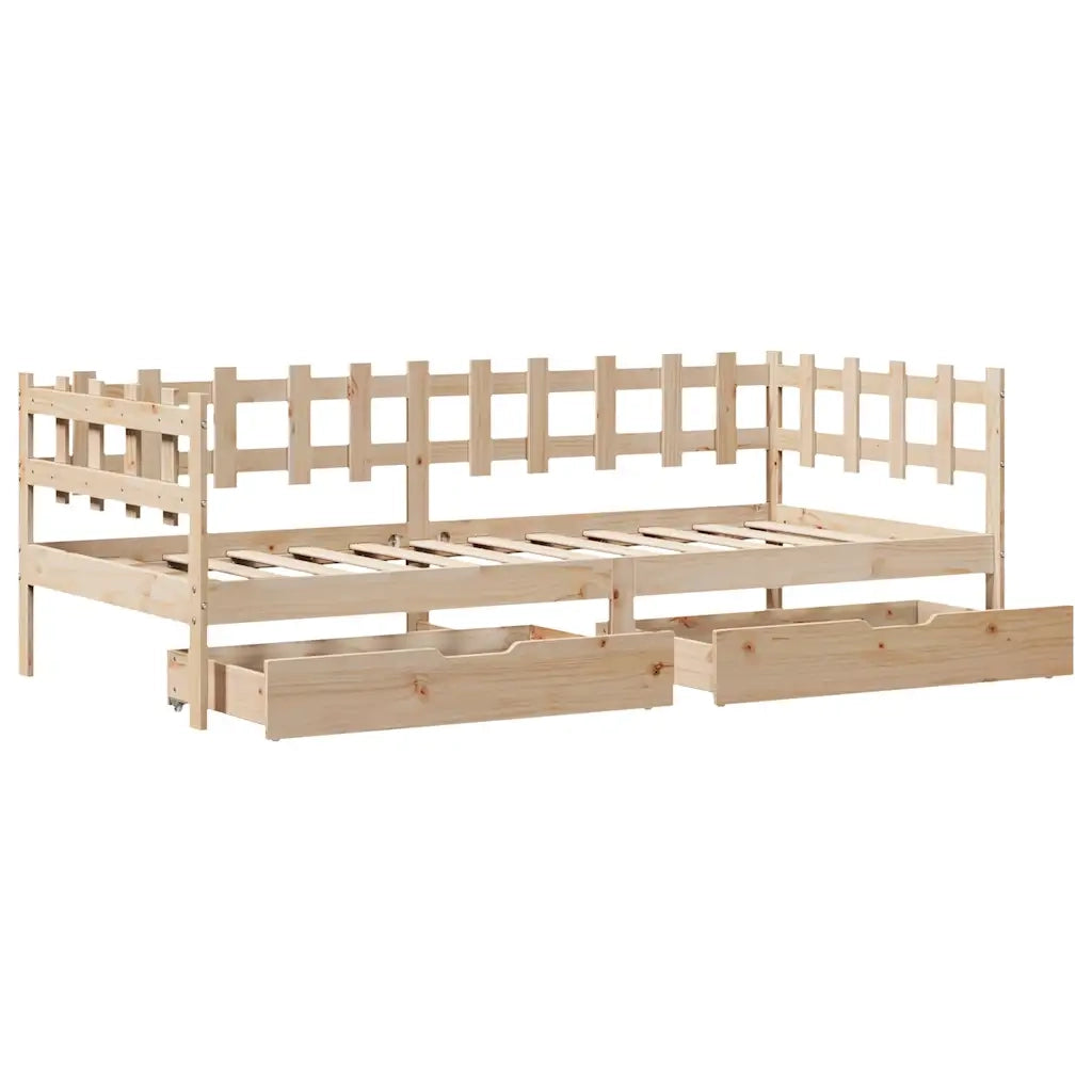 Dormeuse con Cassetti 90x190 cm in Legno Massello Pino