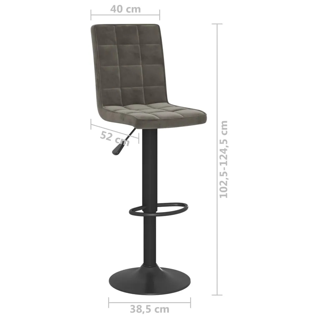 Sgabello da Bar Grigio Scuro in Velluto 335753
