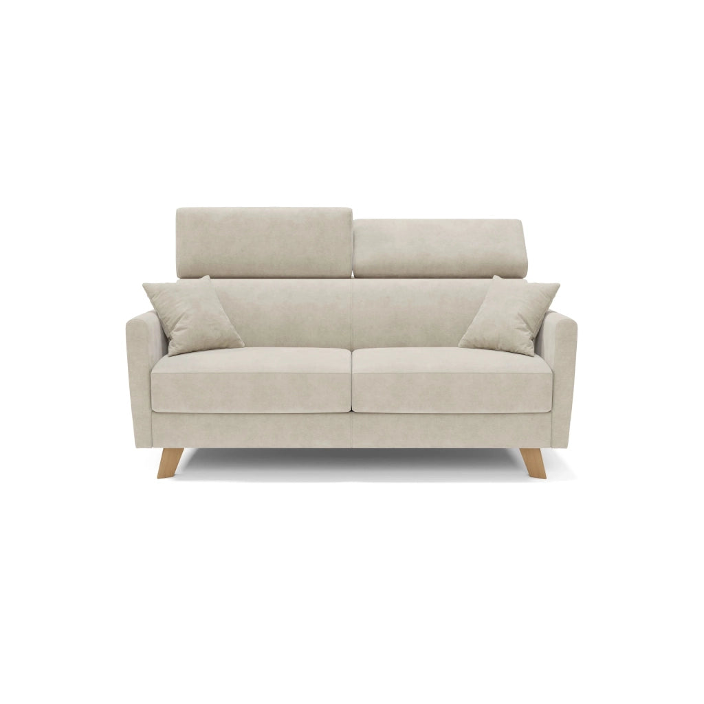 Francy Divano letto matrimoniale con poggiatesta regolabili in tessuto impermeabile e smacchiabile T17 180 cm (mat. 140x197) panna