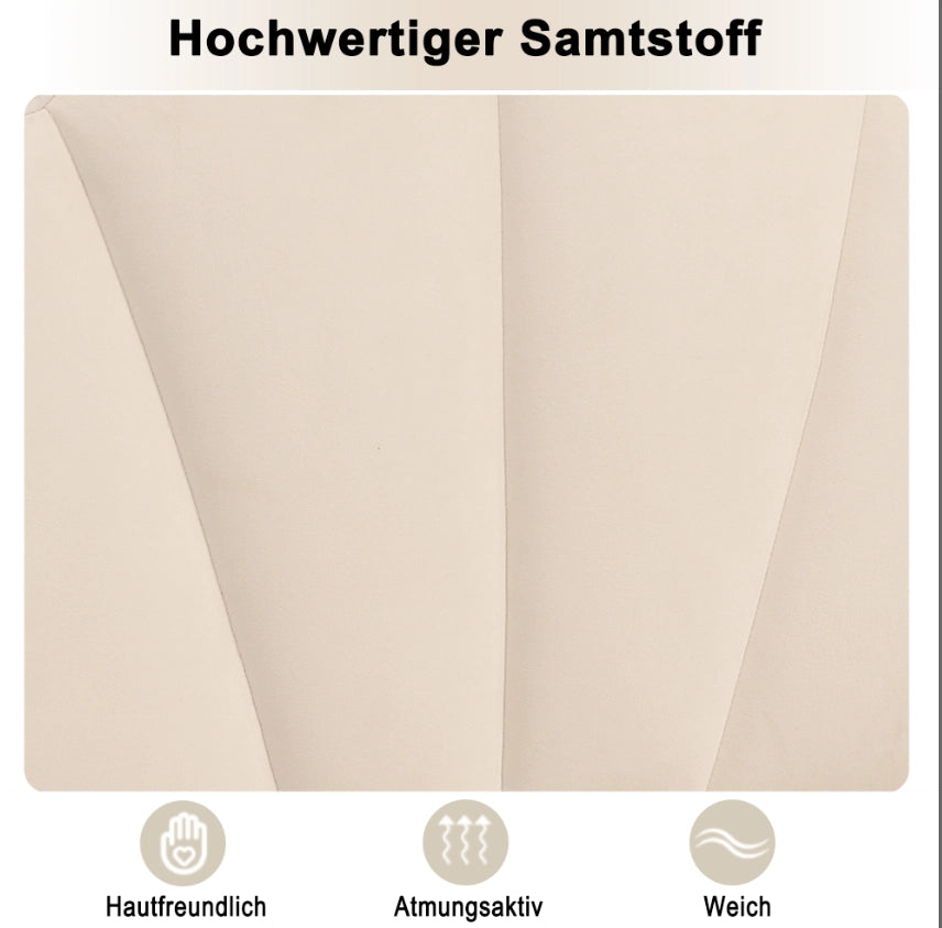 Letto imbottito matrimoniale 90x200 cm in velluto beige con testiera regolabile e rete a doghe