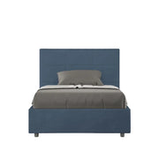 Letto una piazza e mezza senza rete imbottito 120x210 microfibra blu Mika