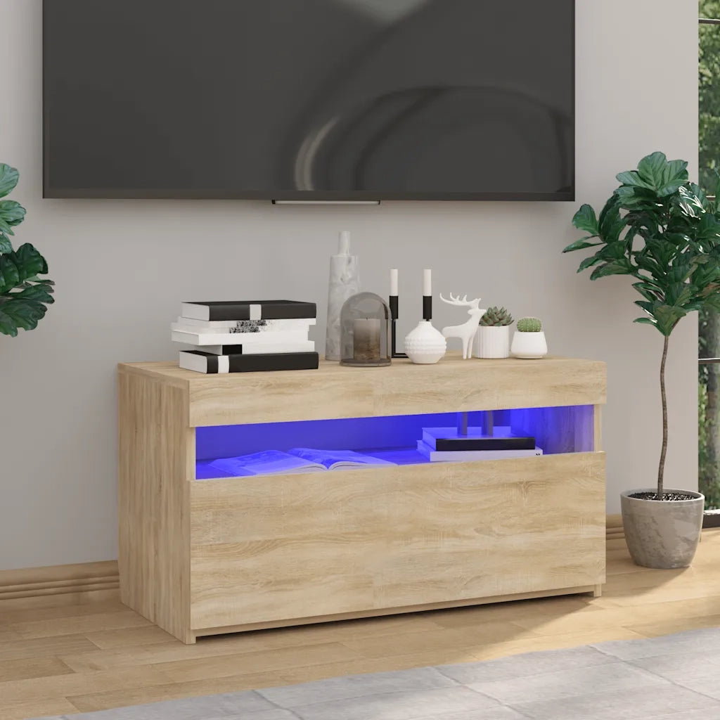 Mobile TV | Armadietto TV | Mobile Porta TV con Luci LED Rovere Sonoma 60x35x40 cm