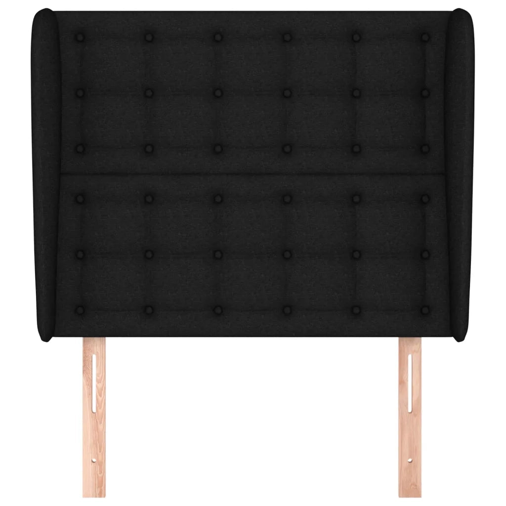 Testiera ad Orecchio-Testata con Orecchie Nera 103x23x118/128 cm in Tessuto 421281