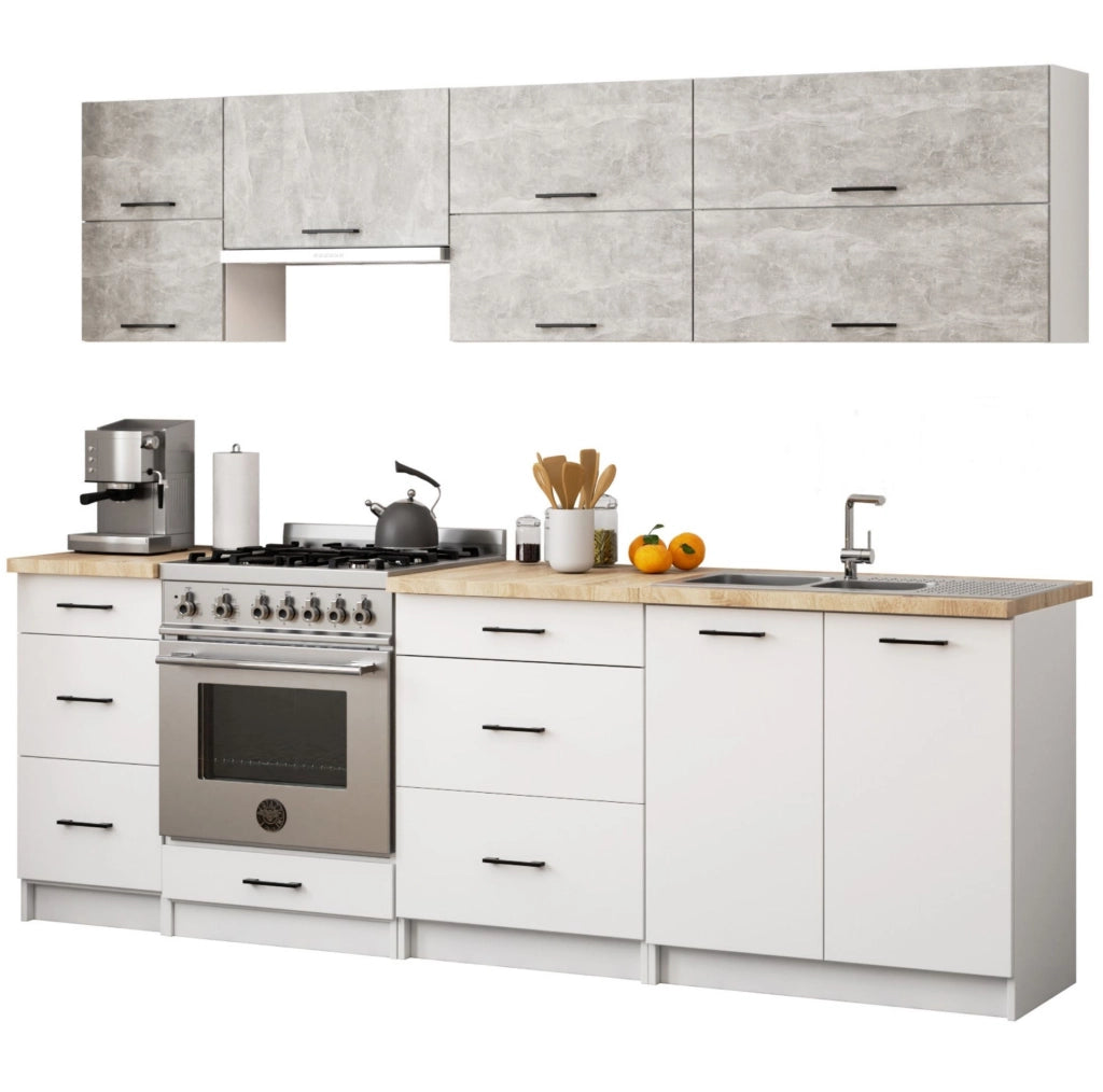 Mobile da cucina pensile sistema AKORD OLIWIA G2 Bianco, Grigio Cemento 80 cm 2 ante 80x30x58 cm