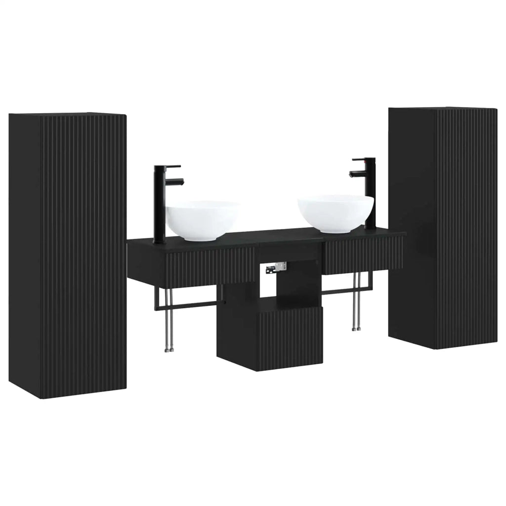 Set di mobili per il bagno 5 pz Nero 33 x 34,5 x 100 cm 3405964