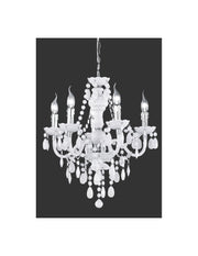 Lampadario 5 Bracci Lüster Classico Cromo e Bianco con Pendenti Decorativi Trio Lighting