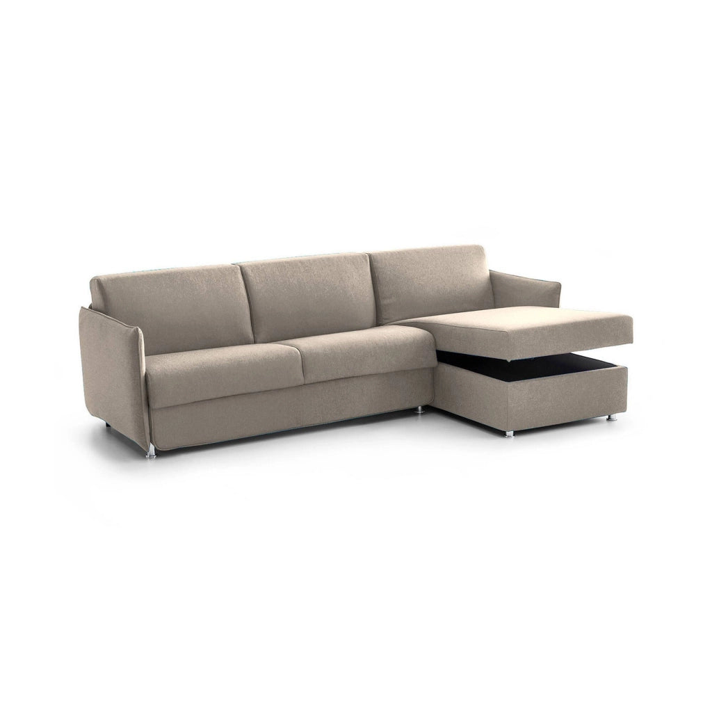 Sumirago, Divano Letto con Penisola Sfoderabile Made in Italy, 260x160 cm Grigio Tortora