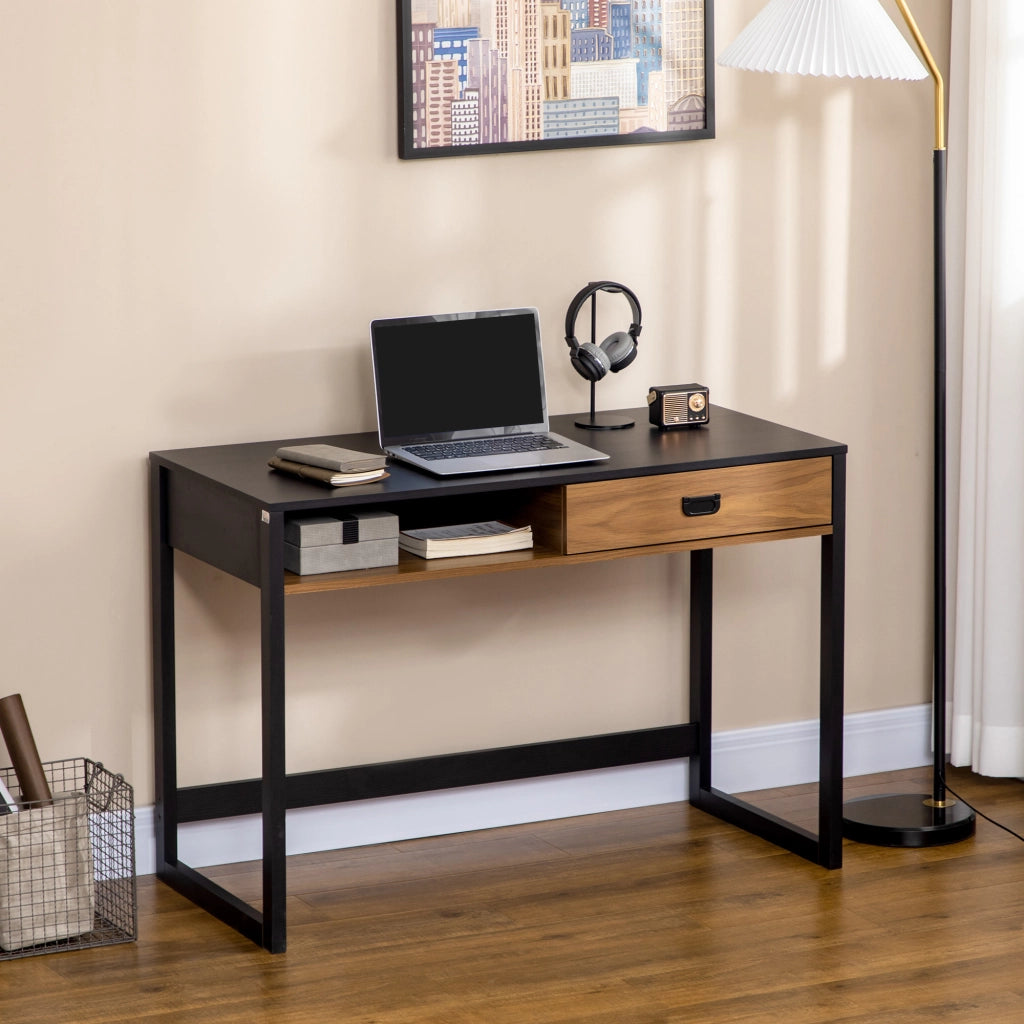 Scrivania Industriale con Cassetto ¨C Zephmum ¨C 110x50x76cm Noce Nero