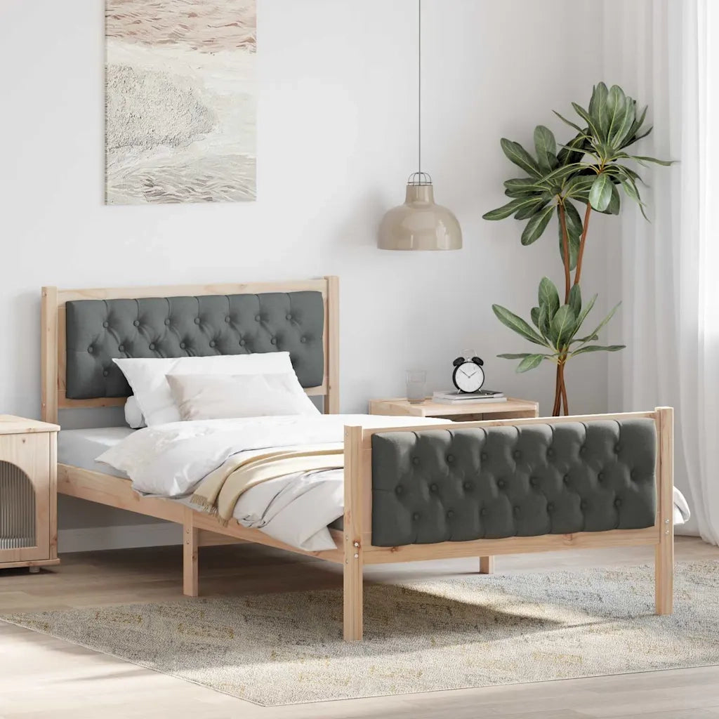 Struttura del letto Grigio scuro 100 x 200 cm Pino massello 878420