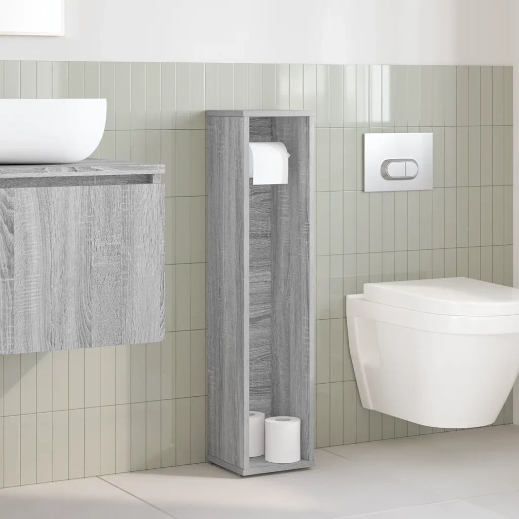 Mobiletto da bagno con portarotolo Grigio Sonoma 20,5x20x90 cm 858511