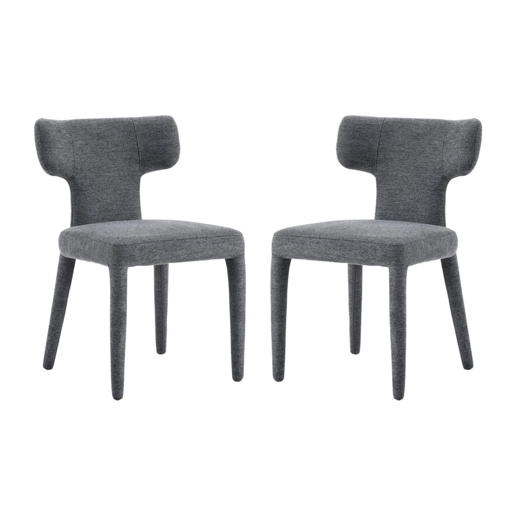 Set di 2 sedie da pranzo con schienale a T in tessuto grigio