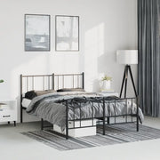 Giroletto con Testiera e Pediera-Struttura Letto Metallo Nero 135x190 cm 518006