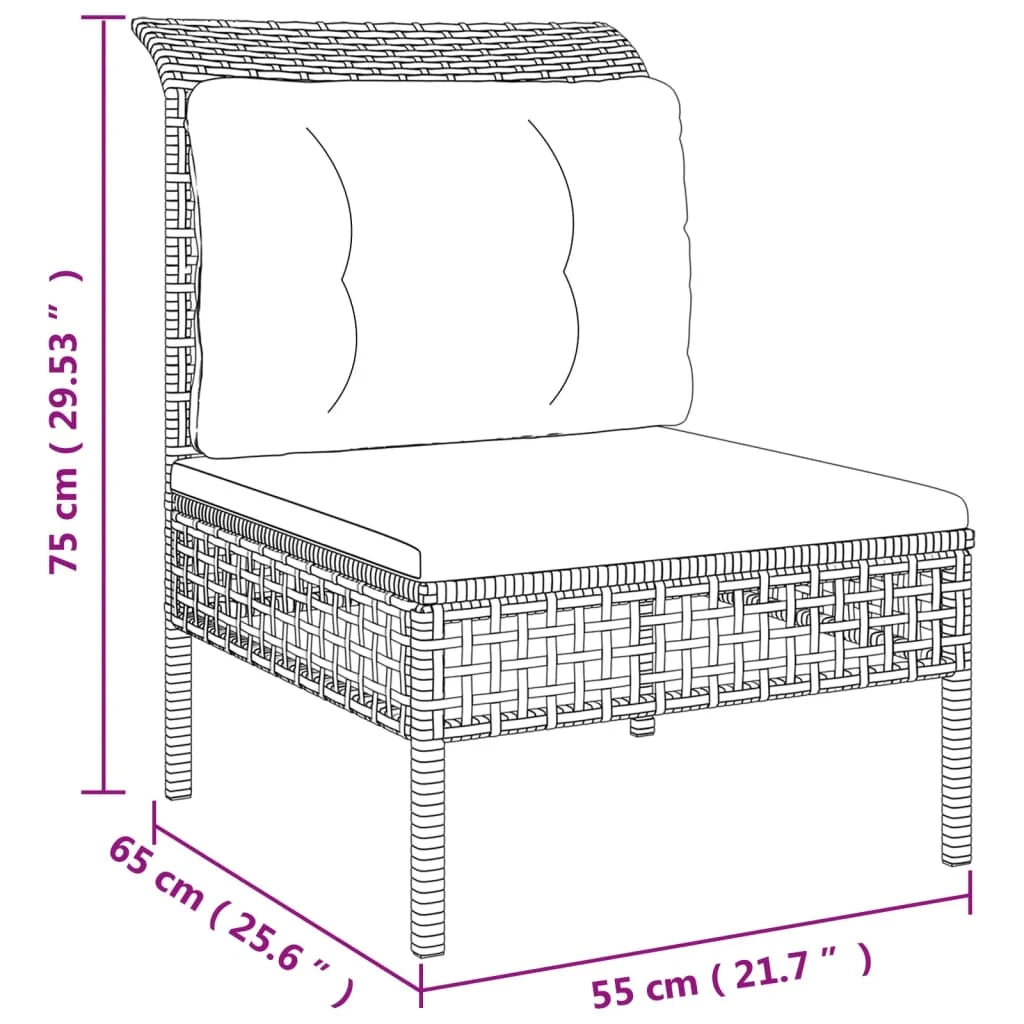 Set di mobili da giardino mobili da esterno 6 pezzi con cuscini resina intrecciata grigia 02_0016805