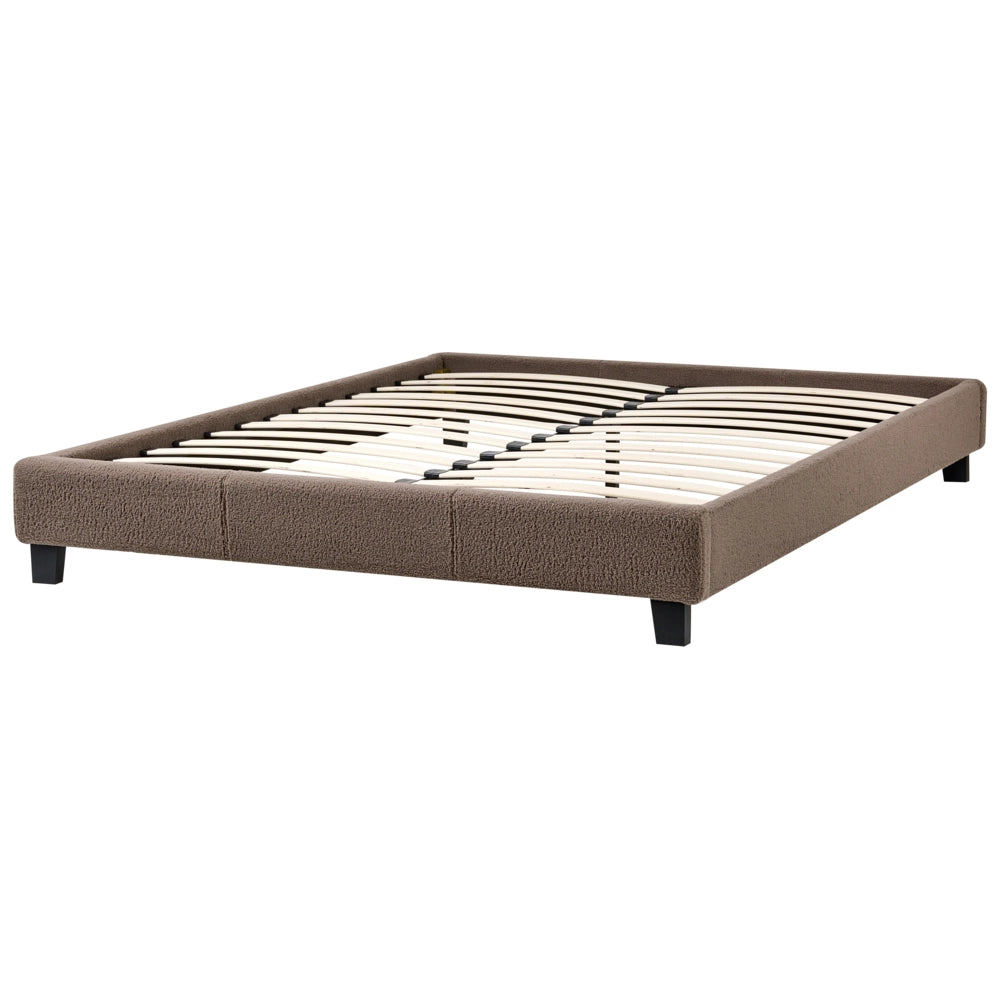 Letto 180 x 200 cm in bouclé bianco crema con rete a doghe senza testiera 160 x 200 cm