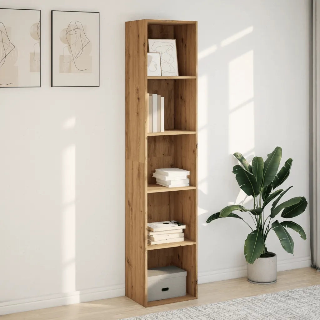 Libreria-Scaffale per Libri-Mobile di Stoccaggio Rovere Artigianale 40x30x189 cm in Legno Multistrato