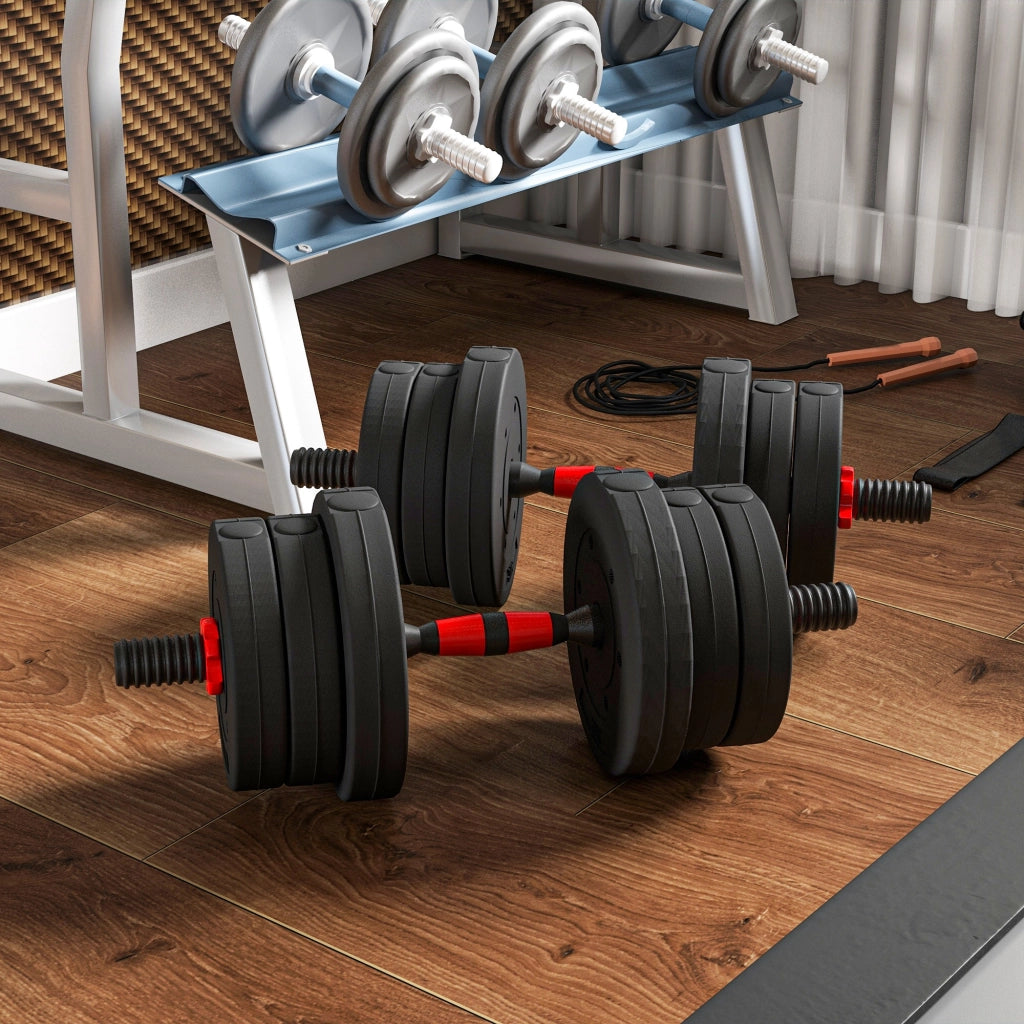 Set di manubri regolabili 20 kg 2 in 1 con barre di collegamento e prolunga ¨C zephmum ¨C nero