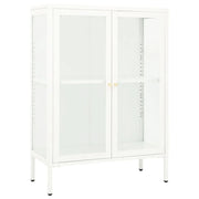 Buffet credenza cassettiera armadio mobile contenitore organizer per cucina soggiorno salotto 75 x 35 x 105 cm acciaio e vetro bianco 02_0030503