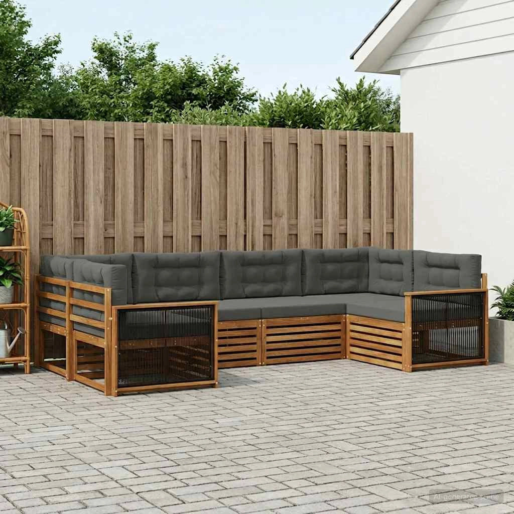 Set di divani da esterno 6 pz Naturale e Antracite 3383775