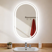 ZMH Specchio da bagno ovale con luce LED 50x80 cm parete touch antiappannamento IP44 dimmerabile 3000K-6500K