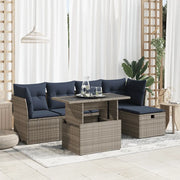 Set Divano da Giardino 6pz con Cuscini Grigio Polyrattan Acacia 3327771