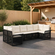 Set Divano da Giardino 7 pz 7-Numero di posti Nero polyrattan 3434929