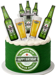 Decorazione per torta personalizzabile - Set di decorazioni per torta e birra - 6 pezzi - Decorazione per torta in carta durevole
