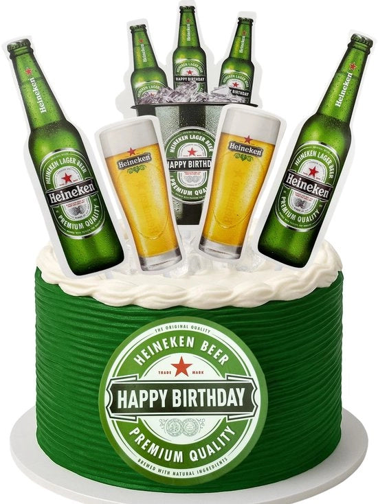 Decorazione per torta personalizzabile - Set di decorazioni per torta e birra - 6 pezzi - Decorazione per torta in carta durevole