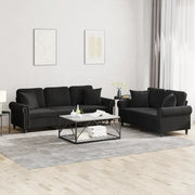 Set di Divani 2 pz con Cuscini Nero in Velluto 3202275